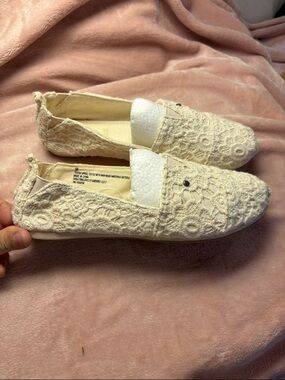 Mad Love Cream Lace Slip-On Flats